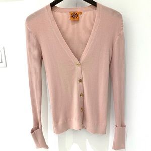 Tory Burch Women’s Ribbed Cardigan in Pale Pink